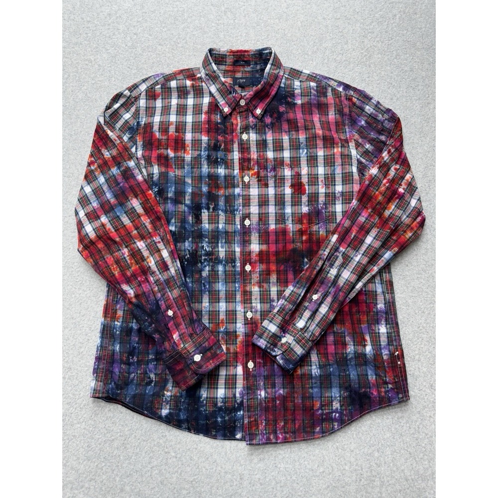 J.Crew Mens XL Multicolor Plaid Long Sleeve Button Slim Cotton Shirt F7670
